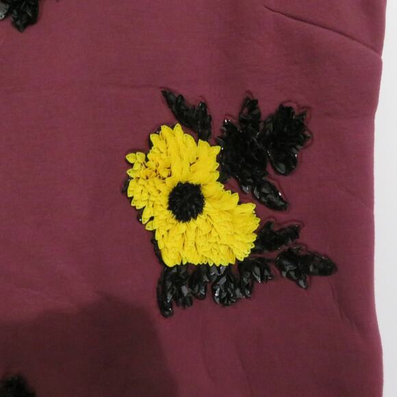 Dhruv Kapoor Anthropologie Women Sz XS Burgundy Yellow Floral Sequin Shift Dress - Picture 5 of 7